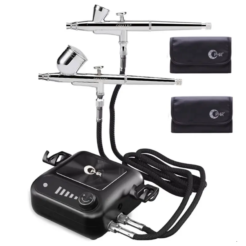 OPHIR Adjustable 5 Modes Mini Air Compressor Airbrush Compressor with Dual Holder for Model Painting Art Craft Shoes tattoo makeup nail paint