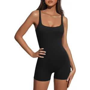 2024 Womens Jumpsuits Shorts Rompers One Piece Bodysuits Yoga Sleeveless Backless Seamless Bodycon Outfits Clothes 2024