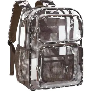 P-AD055    Clear Backpack for School - 17 inch Large Durable Clear Bookbag, See-Through PVC Backpacks (for ages 12+)