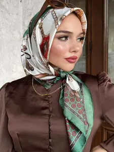 Women's Scarf Print Headscarf, New Style Casual Versatile Scarf for Women, Fashion Accessories for Daily Wear, Trendy All-match & Exquisite Scarf for Gift, Turban Hijab, Tignon Scarf