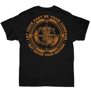 Let Your Past Be Your Compass Printed Short-sleeved Tshirt Men's Casual Breathable Cotton Tee Unisex Fashionable Crewneck Wicked Merch Vintage Retro Heart Hands T-Shirt hood ville