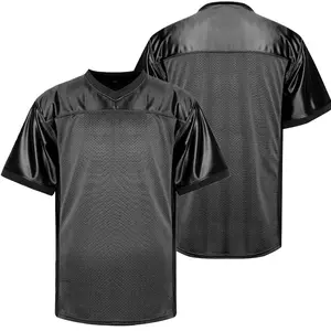 Summervibes Men's Summer Short Sleeve Football Jersey, Blank, Orange,Blue,Black,Red,Pink,Green, Loose Fit Sports V-Neck Tie-Up Top for Training and Competition Christmas gifts