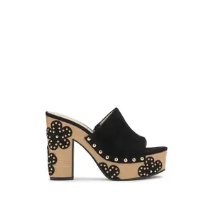 Shelbie Platform Slide in Black Floral - Elegant Design with High-Heeled Slide