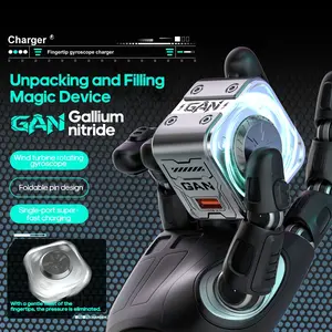 SIFOX USB-A Super Fast Charging Foldable Gyro Charger - Fingertip Stress Relief, Wind Turbine Rotating Gyro, With multi-interface 65W fast charging cable, Compatible with mobile phones, tablets, game consoles, watches and other devices