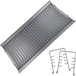 27 inch Ash pan for Chargriller 1224 1324 2121 2222 2727 2828 2929 Charcoal Grill, Fire Grate Replacement Part with 2 count Fire Grate Hanger, Porcelain-coated Steel 27" Drip Pan