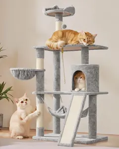 Yaheetech 63.5In Multi-Level Cat Tree Tower Condo with Scratching Posts, Platform & Hammock, Cat Activity Center Play Furniture for Kittens, Cats, and Pets