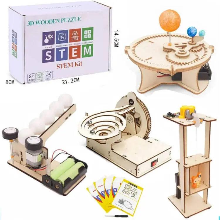 Smarty Toys 3D Wooden Engineering Kit, Hands-On STEM Learning for Kids
