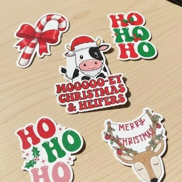 Fun Christmas stickers || Merry Christmas | cow sticker | ho ho ho