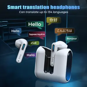 HTC NE49-ai translation headset Bluetooth headset (6.0), charging box, IPX5 waterproof, 35 hours of charging box life, built-in microphone.