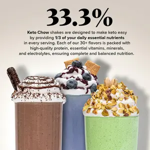 Keto Chow Chocolate Malt  Keto Meal Replacement Shake Powder  Nutritionally Complete  Low Carb  Delicious Easy Meal Substitute  Protein Rich  Dairy Free  Single Meal  3