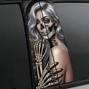 2pcs Skull Car B Column Stickers, Self-Adhesive Vinyl, Waterproof, Easy to Use, Suitable for Cars, Trucks, Suvs, Car Decoration