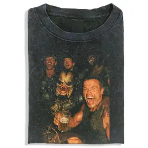 PREDATOR Unisex Vintage Crew Neck Regular Fit Cotton Fabric Casual Comfort Breathable Short Sleeve Funny T-shirts Fashion Men&Women's Top for Daily Wear 102101