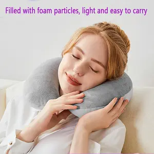 U-Shaped Pillow Nap Pillow Travel U Pillow Foam Beads Neck Support Airplane Pillow, Comfortable and Portable for Travel and Home Use
