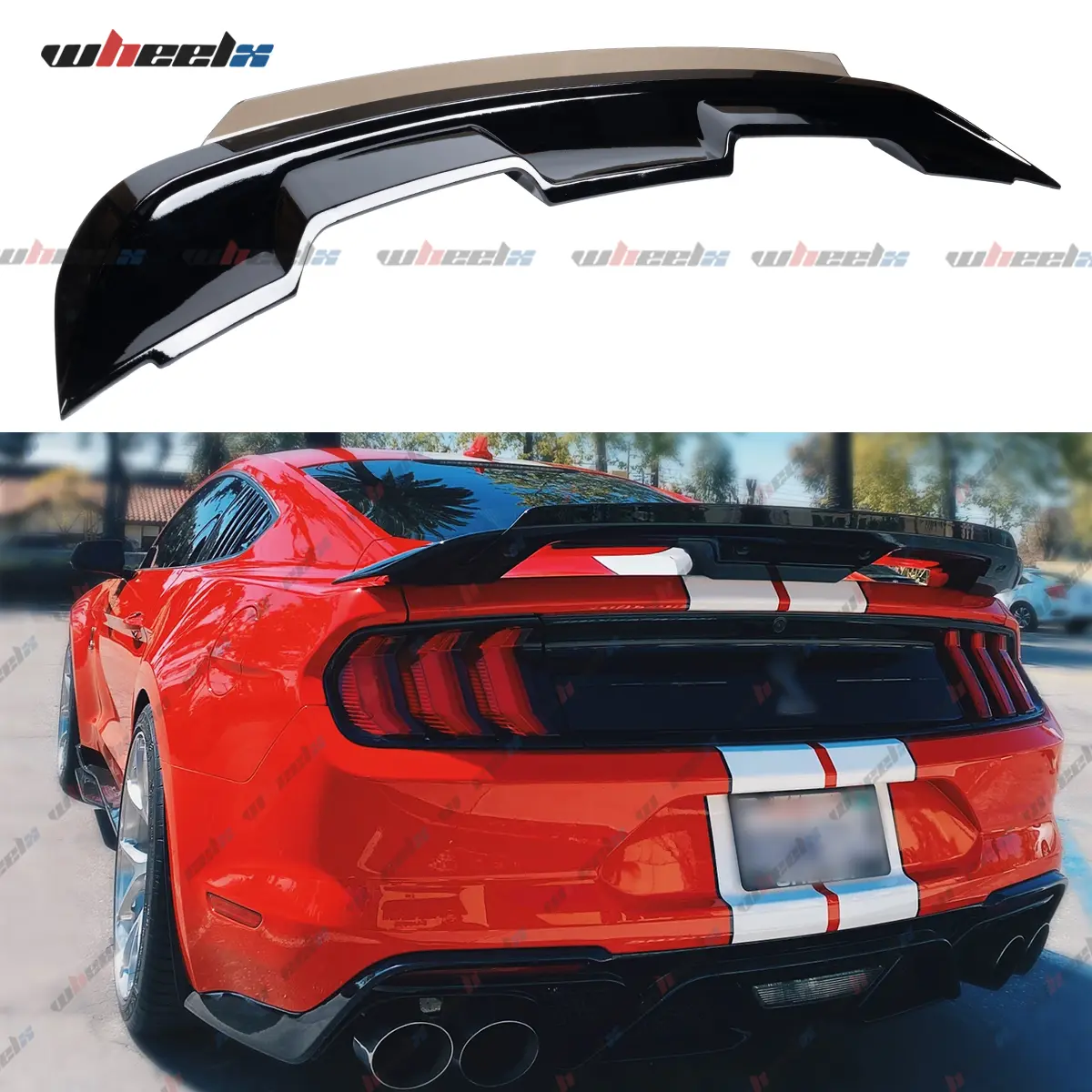 Custom GT500 GT350 Style WickerBill Rear Spoiler for 2015-2023 Ford Mustang, Trunk Exterior Tail Deck Lid Wing Lip Splitter, Automotive Car Replacement Part for Men's Gift, Carbon Look