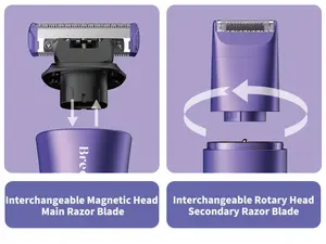 BreezeNu T1 Replacement Heads for 2 Pcks, 2-in-1 Trimmer & Shaver Ceramic Blade Refills Hypoallergenic Snap-on Design for Face Bikini Body Keep Sharp Hygienic Value Set Smooth