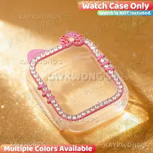 KAYKWONG'S 1 Stylish Ears Rhinestone Diamond Watch Case (Frame Only), Rhinestone Decoration, Scratch-Resistant Cover, for iWatch 11/10/9/8/7/SE Series, Compatible with 38/40/41/42/44/45/46/49mm, Smartwatch Accessories