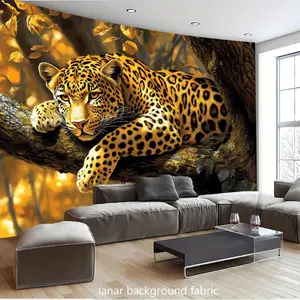 2D Flat Background Fabric Tapestry - Striking Leopard Lounging on Tree Branches Wall Art, Durable Polyester Jungle-Themed Decor for Living Room, Bedroom, Photo Shoot Props, All-Season Home & Event Decoration, Wildlife Art, Detailed Artwork Size