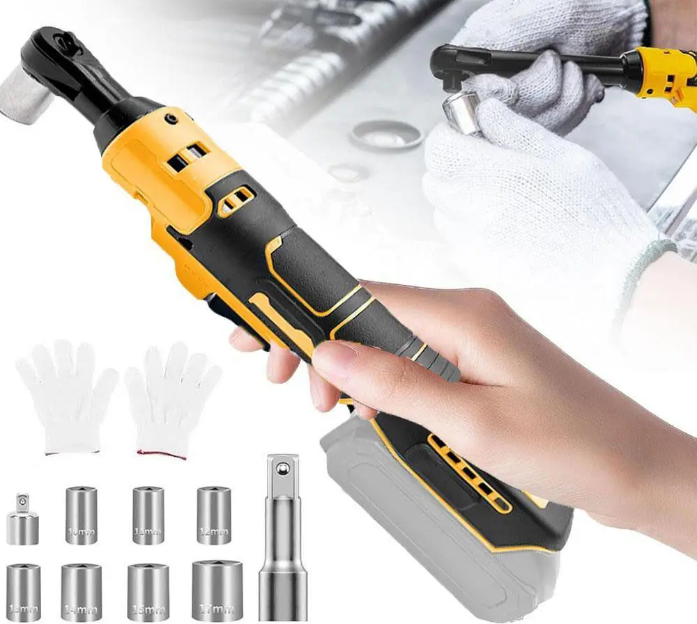 Electric Ratchet Wrench Kit, 3/8-Inch Brushless Cordless Power Tool with Sockets and Built-in LED, Compatible with Dewalt 20V Battery, Cordless Power Tools