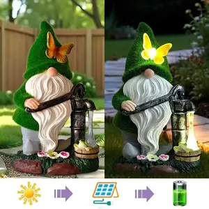 11'' Solar Garden Gonk Statue - Funny Spring Season Decor with Solar Lantern - Ideal for Mom - Perfect for Home, Patio - Visit Impeccable Goods Store for Birthday Gifts