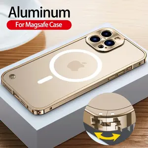Metal Aluminum Alloy For Magsafe Magnetic Wireless Charge Case For iPhone 16 15 14 Plus 13 12 Translucent Cover