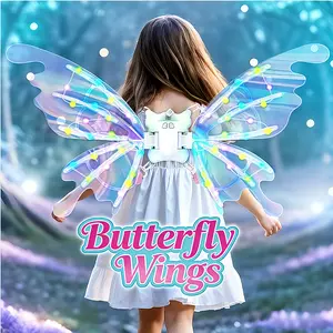 Electric Butterfly Wings for Girls |   LED Light Up Angel Wings with Music – Kids Costume Gift for Birthday & Party