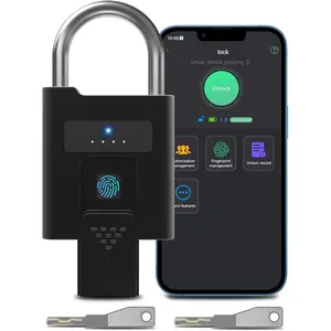 Fingerprint Padlock with Key Backup, Heavy Duty Weatherproof  Biometric Keyless  Digital  Pad Lock for Gate Outdoor Fence Storage Locker Pool Shed