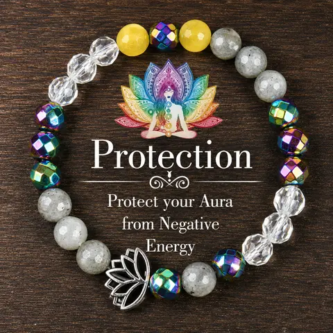 Women's Elegant Charms Bracelet - Natural Stone & Artificial Crystal Beads, Lotus Charm, 15-20cm Stretch Elastic Adjustable Length, Crystals and Healing Stones, Bracelet Stacking, Arm Candy Accessories for Yoga & Meditation Daily Wear