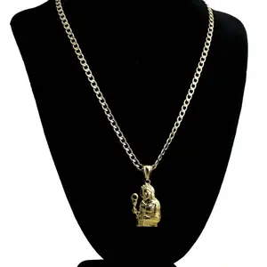 Saint Barbara Charm Pendant 14k Gold Plated Brass 5mm 20" Cuban Choker Chain