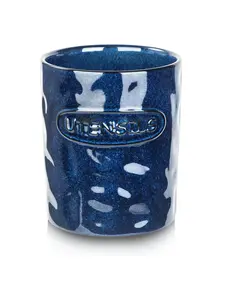 Ceramic Kitchen Utensil Holder - 7" Large Ceramic Farmhouse Decor Kitchen Cooking Organizer - Wooden Spoon Spatula Crock for Countertop and Stove Top - Starry Blue, Racks, Canister