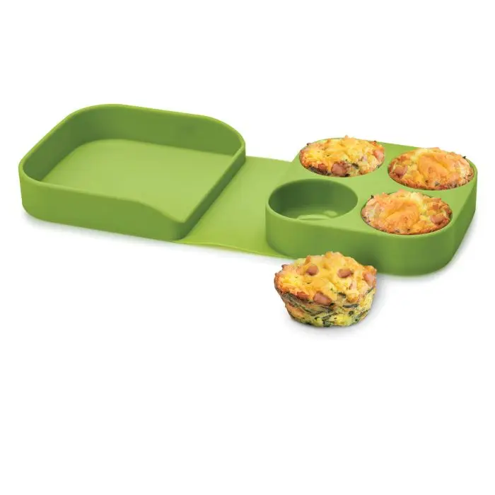Silicone Egg Bites Tray - BPA-Free Kitchen Utensil for Quick Meals, Cooking, with 4-Bite Capacity, Egg Organizer, Oil Storage Container, Microwave-Safe, Dishwasher-Safe, Makes 4 Bites