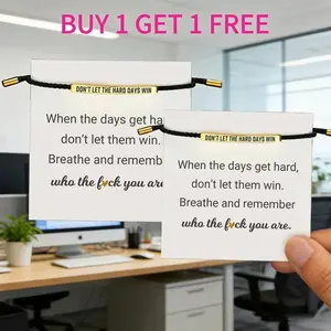 BUY 1 GET 1 FREE “Don’t Let The Hard Days Win” Inspire Bracelets – Stainless Steel 18K Gold Plated Braided Design with Engraved Message, Adjustable Up to 10”, Unisex Positive Motivational Bracelets, Stocking Stuffers for Mom & Women