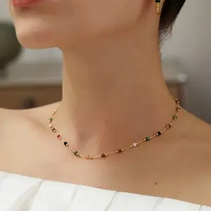 Boho-Chic Handcrafted Natural Stone Bead Necklace - Colorful, & Fatigue Relief Clavicle Chain for Women | Perfect for Daily Wear & Vacations