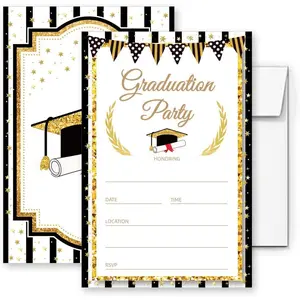 Graduation Party  black Invitations Graduation Invite Cards with Envelopes 20 Pack (008)