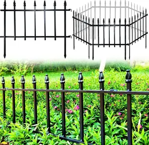Metal Decorative Garden Fence 22" Wide x 18" High (5 Panels, Total Length 9.17 ), Metal Border Folding Fence, Landscape Fencing for Flower Bed, Yard,  Barrier