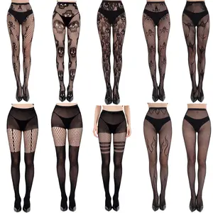 JointlyCreating 5/10-Pack Black Fishnet Stockings Lace High Waist Tights for Women Suspender Pantyhose Stretchy Thigh-High Stockings Perfect for Parties and Night Out