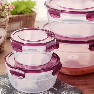 4-Piece Large Capacity Plastic Refrigerator Food Storage Box, Keep Fresh Fruits Vegetables Meat Eggs Dumplings, Sealed Easy Clean Stackable Fridge Organizer Kitchen Container