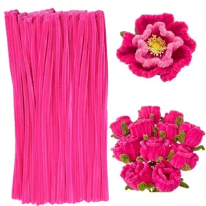 100 count Pipe Cleaners Chenille Stem, Rose Red Pipe Cleaners Set for Pipe Cleaners DIY Arts Crafts Mother's Day Decorations, Chenille Stems Pipe Cleaners (Rose red)