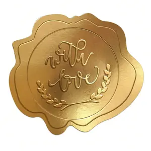 100pcs Gold Foil Envelope Seals, Wax Seal Pattern Stickers, Self-Adhesive Wedding Invitations, Baby Shower Gifts, Greeting Cards, Lettering, Stationery