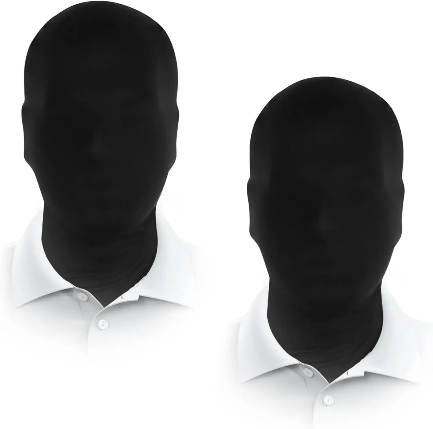 2 Pieces Black Full Face Mask Halloween Spandex Adult Hood Faceless Morph Head Cloth Elastic Fit Lightweight Breathable for Outdoor Activities & Parties