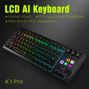 MIRABOX K1Pro LCD AI Mechanical Keyboard Full-Key Programmable with 6 Customizable LCD Keys Hot-Swappable Haimu Red Switches RGB Backlight for Gaming Streaming PC Mac