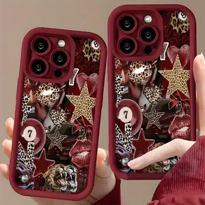 Retro Leopard Print Element Collage Pattern Suitable for iPhone 17 Pro Max/16 Plus/15 Pro Max/15 Pro/15 Plus/15/14 Pro Max/14 Pro/14 Plus/14/13 Pro Max/13 Pro/13/12 Pro Max/12 Pro/12/11 Pro Max/11 Pro/11/X/XR/XS Max Shockproof Case, Stylish Protective Cov