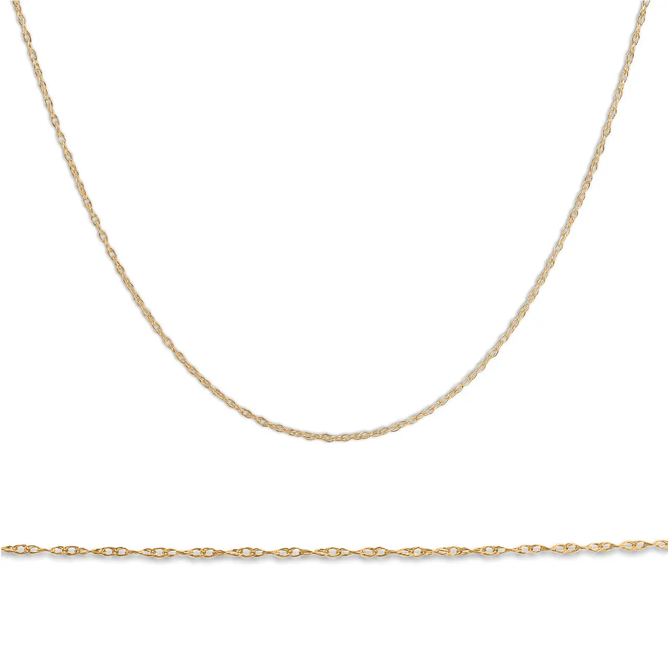 Solid 10k Yellow Gold 18" Dainty Chain With Spring Ring Solid 10k Yellow Gold 18" Dainty Chain With Spring Ring
