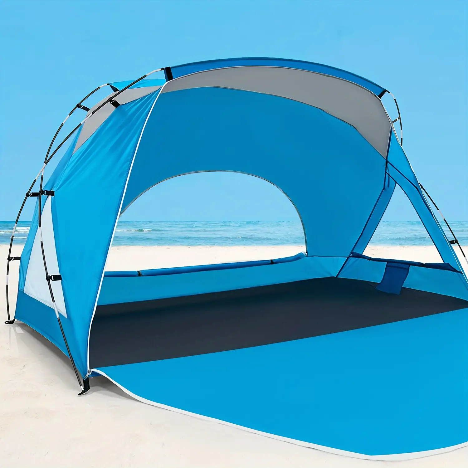 Beach Tent, Beach Canopy Shade Tent with UPF 50+UV Protection for 4-6 Person, High Quality Portable Easy Setup Beach Sun Shelter Tent for Outdoor Adventures, Camping, And Picnics with Carrying Bag