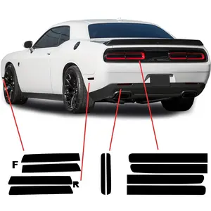 Tail Light Sidemarkers Rear Reflectors Tint Kit Compatible with and Fits Dodge Challenger 2015-2024, Dark Smoke