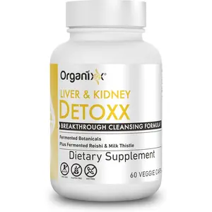 Organixx Natural Kidney & Liver Support Cleanse Supplement, Milk Thistle Reishi Herbal Formula – Gluten-Free, Non-GMO, 60 Vegetarian Capsules for Digestive Health & Energy Support