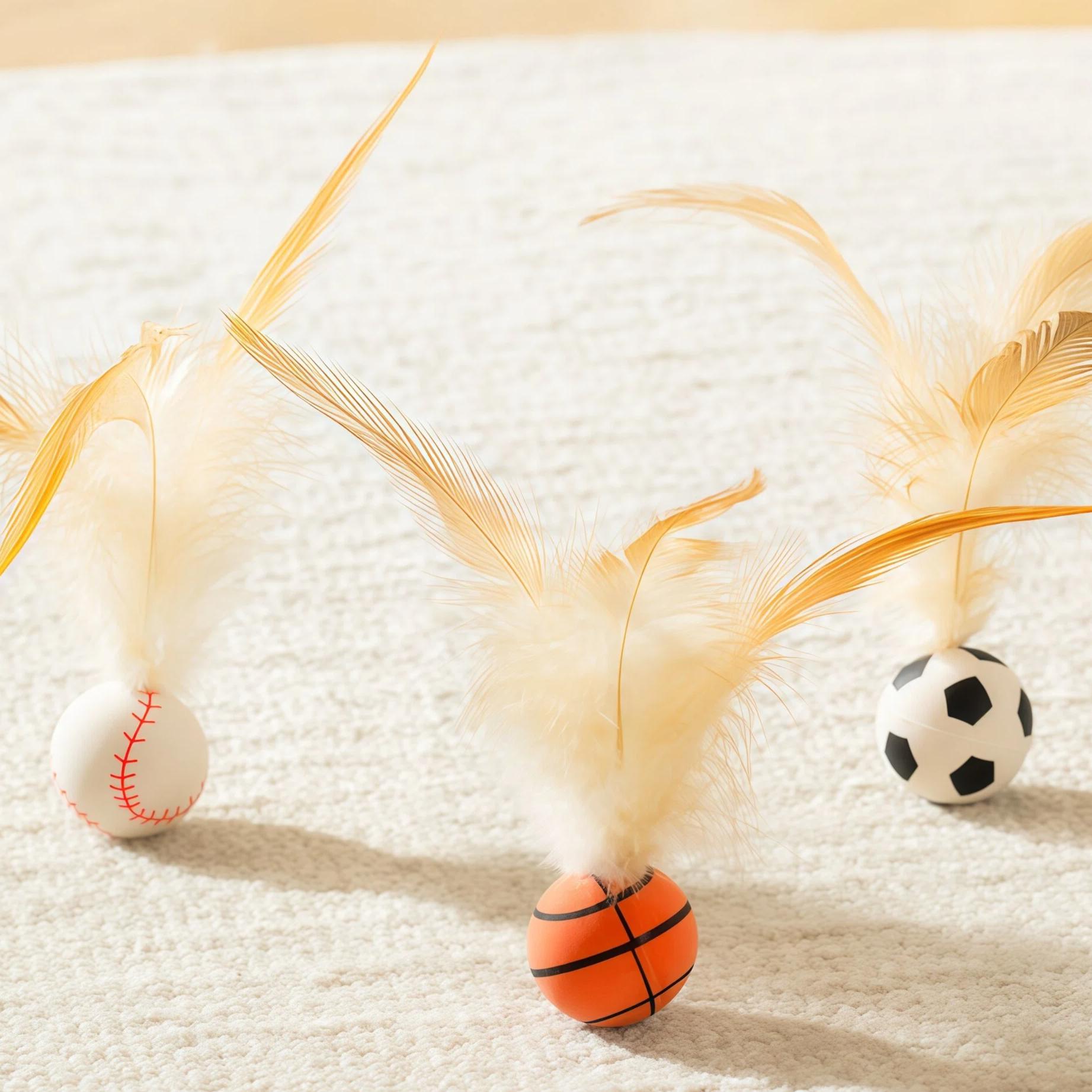 6/12/18/24 Pack Interactive Cat Feather Balls Toys, Bouncy Sports Themed Cat Balls (Basketball Soccer Baseball), Food Grade Silicone Bite Proof Kitten Toys, Self Play Cat Toys for Indoor Cats Boredom Relief Exercise 6/12/18/24 Pack Interactive Cat Feather Balls Toys, Bouncy Sports Themed Cat Balls (Basketball Soccer Baseball), Food Grade Silicone Bite Proof Kitten Toys, Self Play Cat Toys for Indoor Cats Boredom Relief Exercise