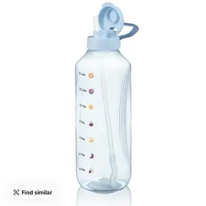 67 oz Eco + Aguavibe Extra Large Bottle 2L with Straw and Time Markings for Hydration Tracking