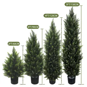 Artificial Cypress Tree 2 Pack 2FT-5FT Evergreen Plant for Indoor/Outdoor Christmas Tree Home Decor Garden Decoration Flower Arrangement Backyard Decor New Year Gift Set of 2