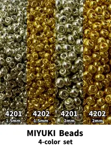 Miyuki Beads, 4201/4202, size 1.5mm/0.059 inch, size 2mm/0.0787 inch, 20 grams in total, 5 grams per color, used for DIY jewelry making, bracelets, necklaces, and earrings materials