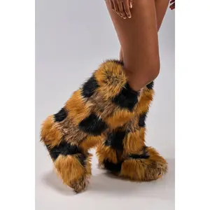 AZALEA WANG FENNEC MULTI PATCH WORK FUR KNEE HIGH BOOT